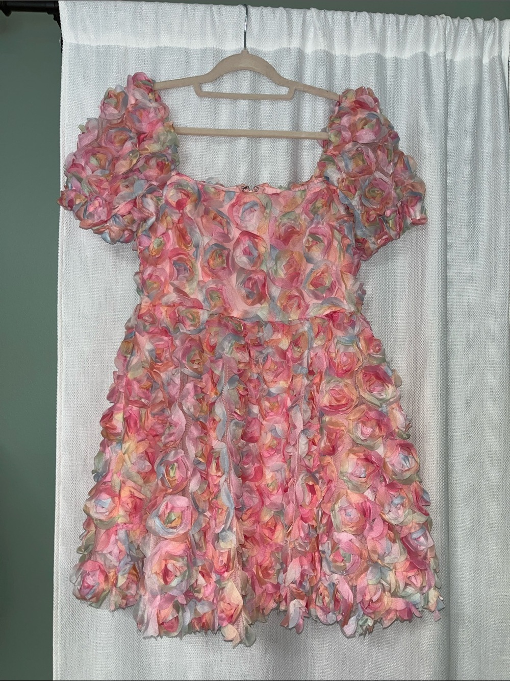 NWT J.Renee Pink Multi-Rose Appliqué Mini Dress